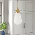 Hudson & Canal 8.63 in. Ambrose Pendant with Glass Shade Brass & Milk White PD1474